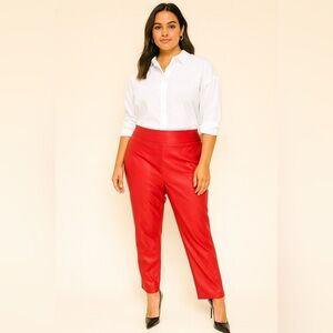 Faux Leather Red Women's Pants
